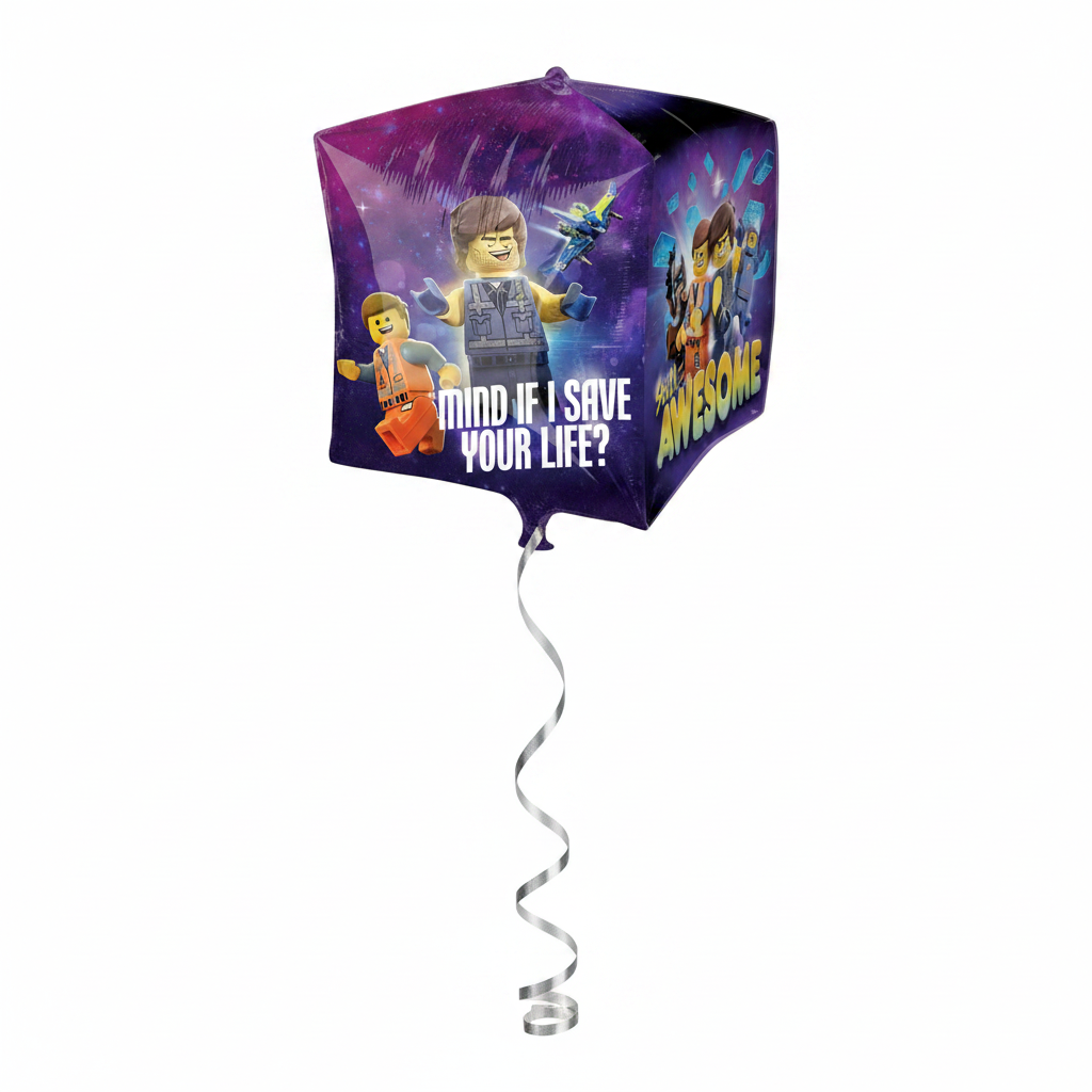 Lego Movie Movie 2 Cubez Foil Balloon 38x38cm Birthday Party Decoration