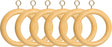 Wooden Curtain Pole Rings Pack of 6 Natural 23MM