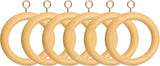 Wooden Curtain Pole Rings Pack of 6 Natural 23MM