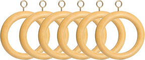 Wooden Curtain Pole Rings Pack of 6 Natural 23MM