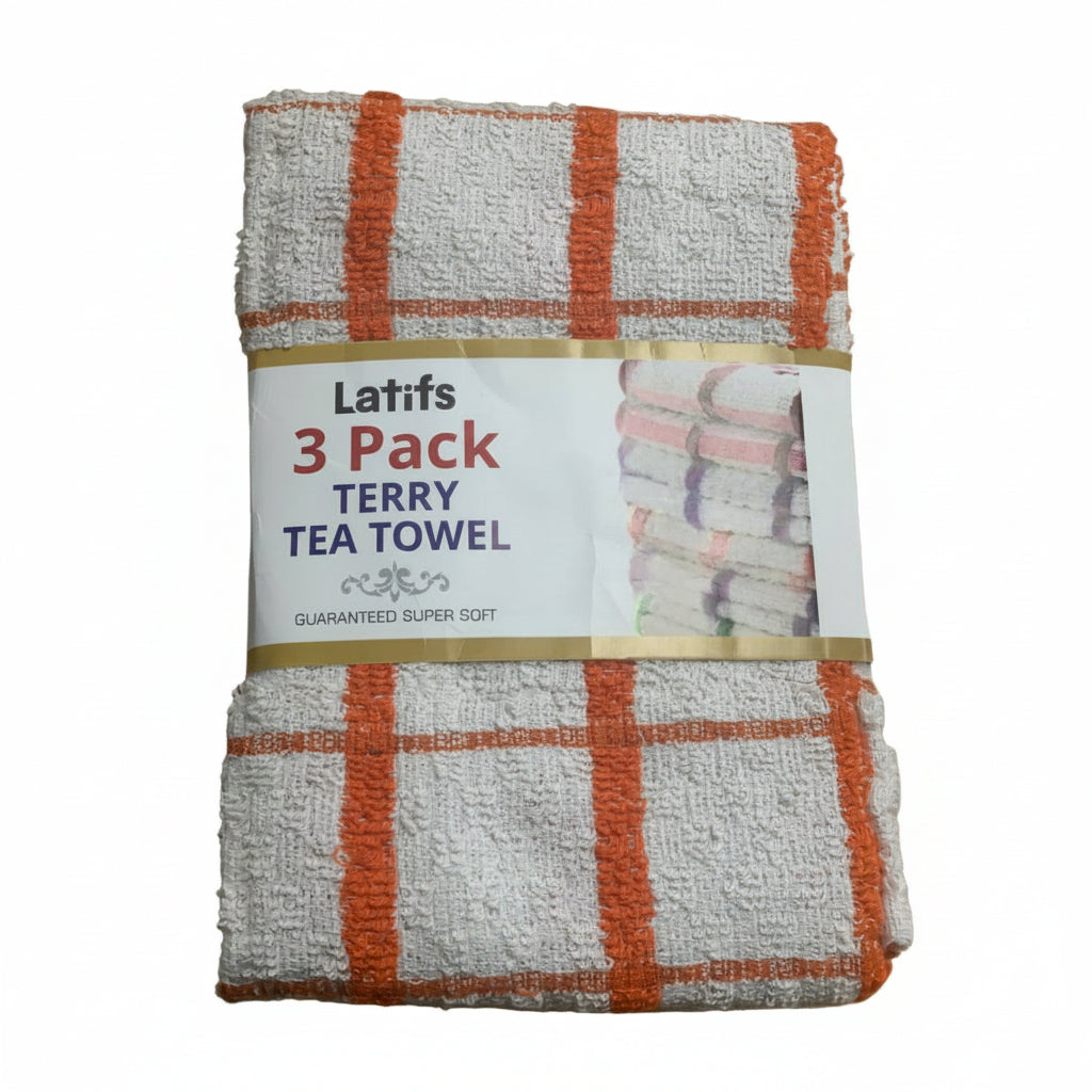 3 pack terry tea towels absorbent cotton kitchen towels drying dishes
