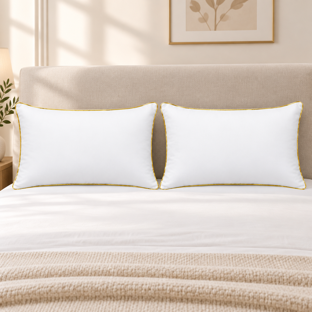 Egyptian Cotton Pillows Pair 230 Thread Count Hollowfibre Filled