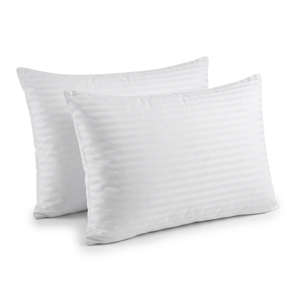 Hotel Collection Hollowfibre Pillows 2 Pack with White Stripe Covers