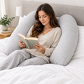 Model using the V-shaped pillow in bed