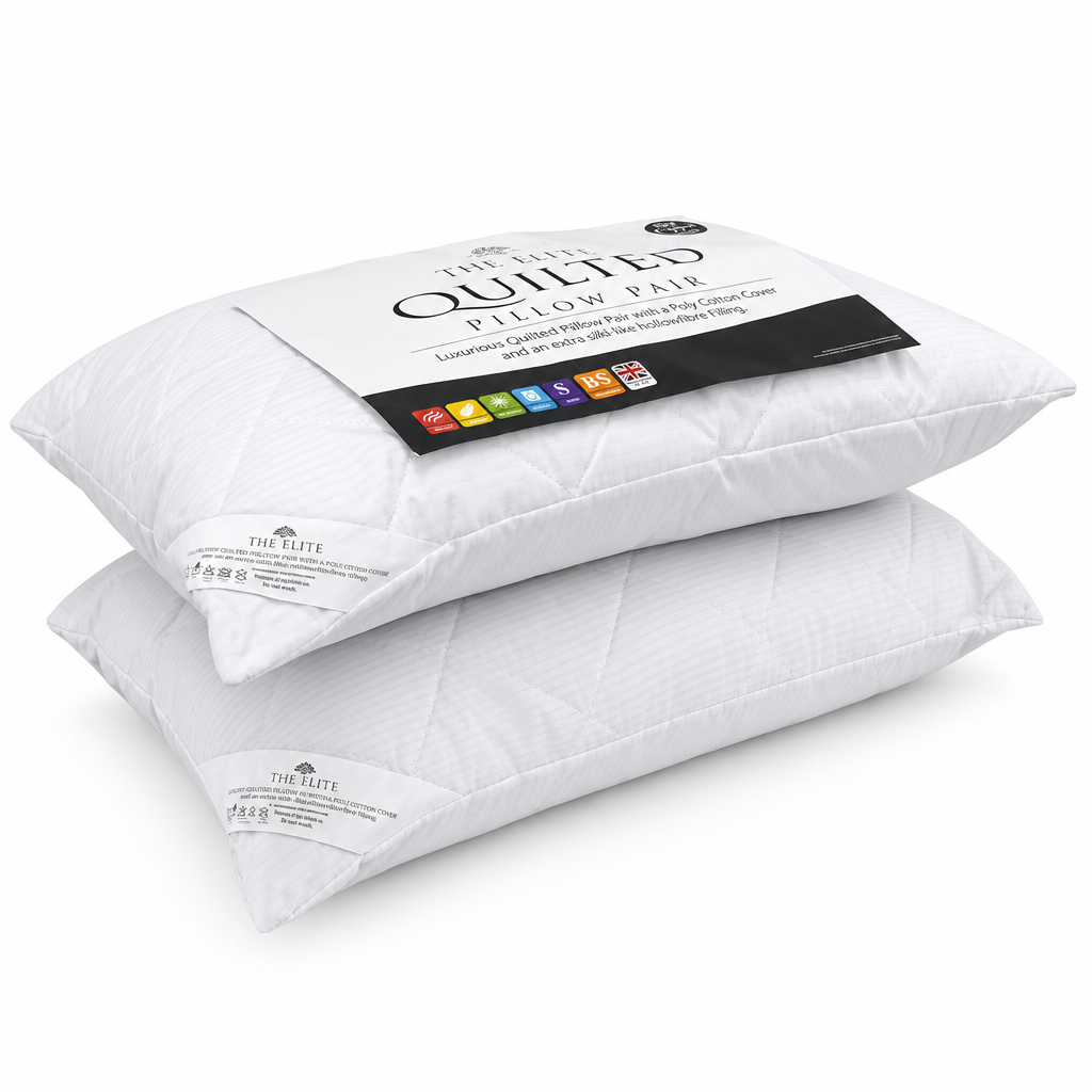 Luxury Pin Stripe Quilted Pillows Pair with Hollowfibre Filling