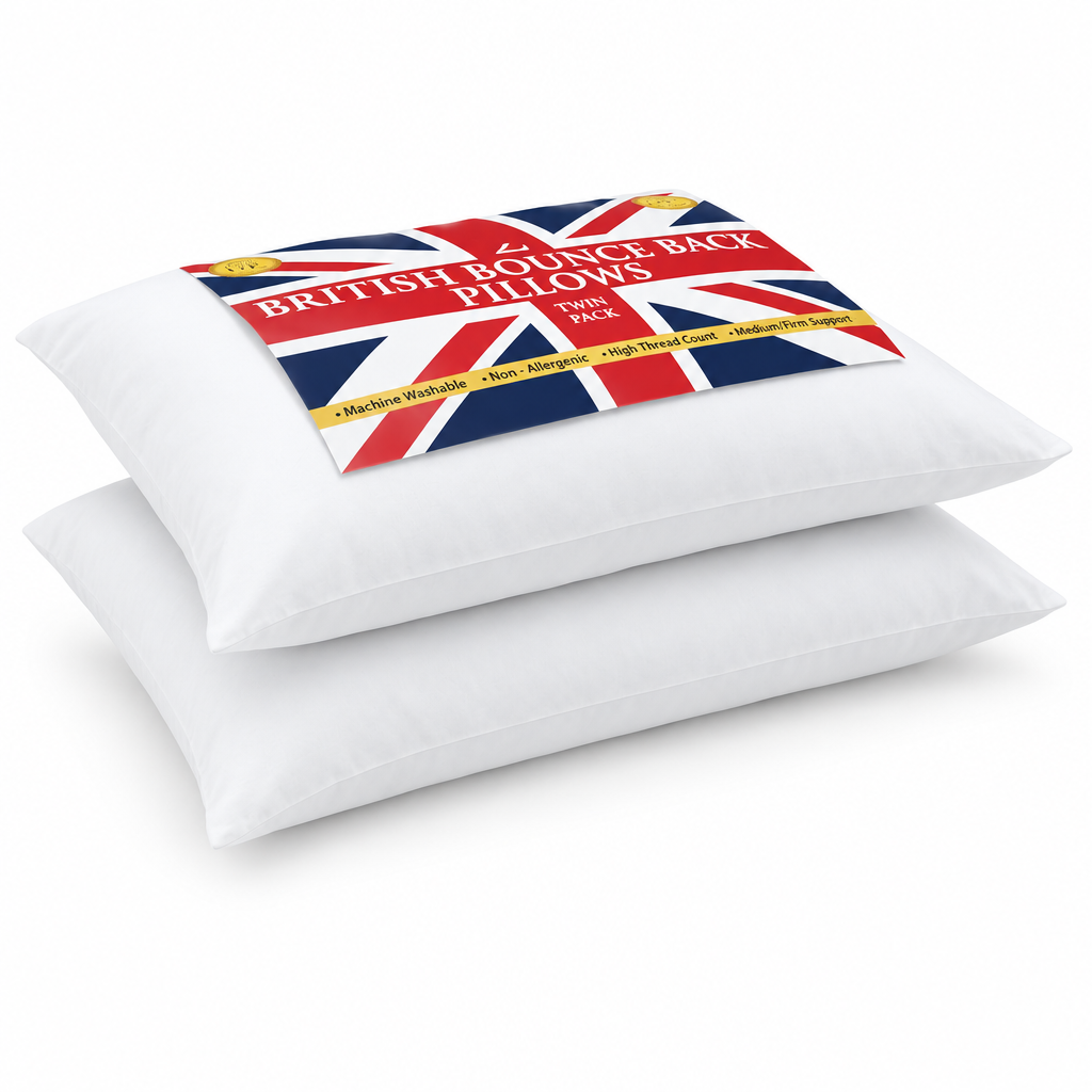 Union Jack Bounce Back Pillows 2 Pack – Washable Hollowfibre