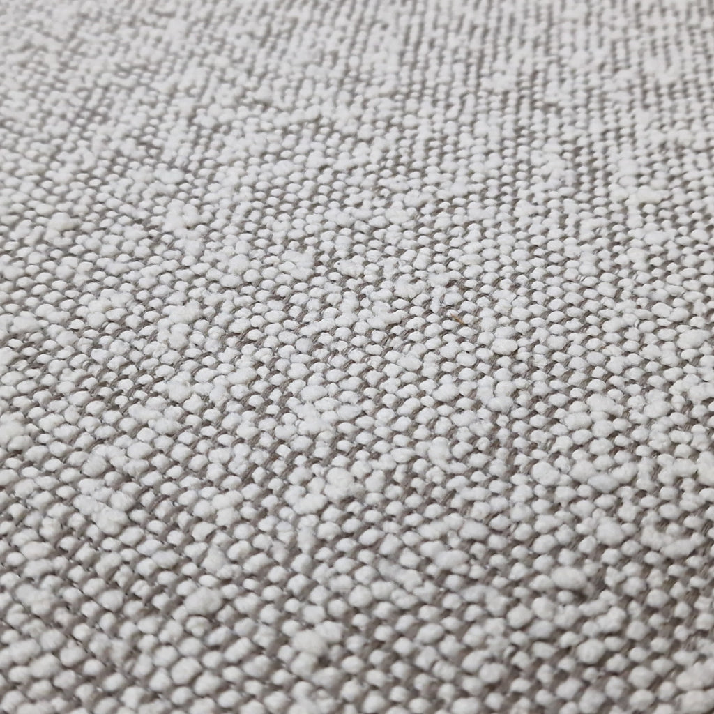 Rounded Cloud Footstool Soft White Boucle Fabric Low Profile Accent Ottoman