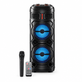 Portable Bluetooth Party Speaker with Dual 8-Inch Woofers & Wireless Mic