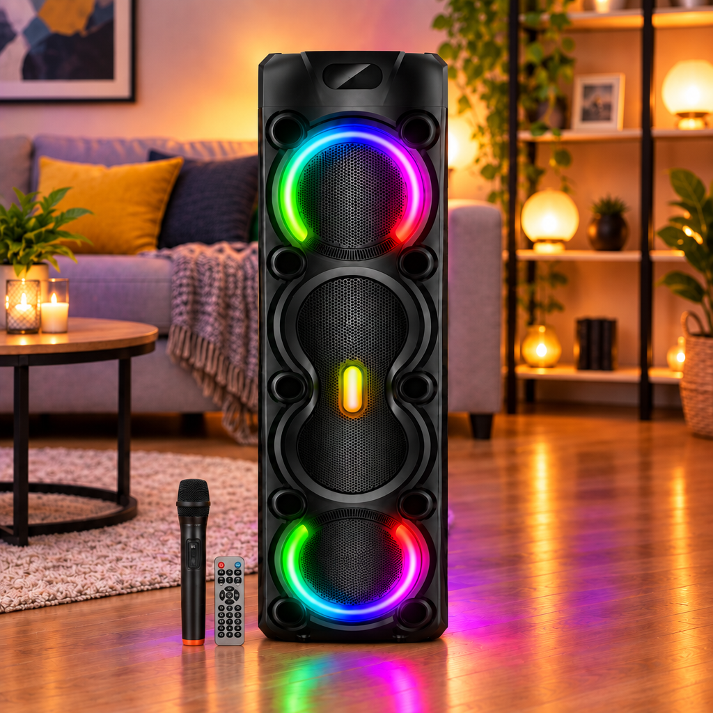 GY-4801 final lifestyle image with exact remote and microphone