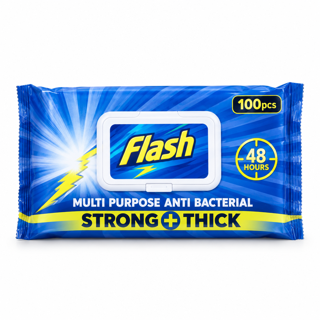 Flash Antibacterial Multi-Purpose Cleaning Wipes Strong & Thick 100 Pack