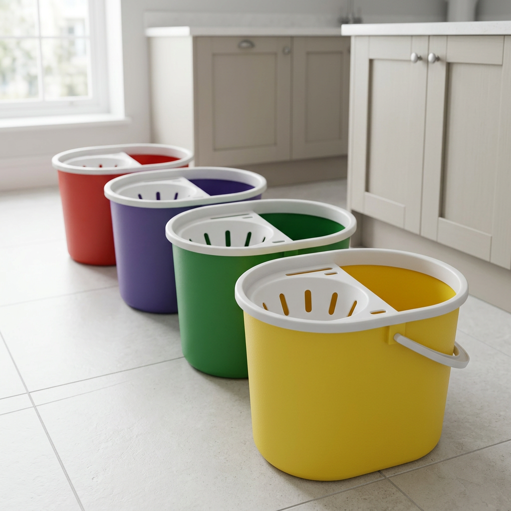 Oval Plastic Mop Bucket with Wringer & Handle – Assorted Colours