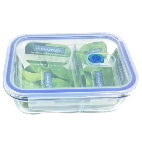 Vented Rectangular Airtight 2 Compartment Storage Container 630ml