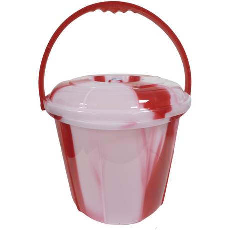 15L Double Colour Bucket Plastic Handle With Lid Assorted Colours