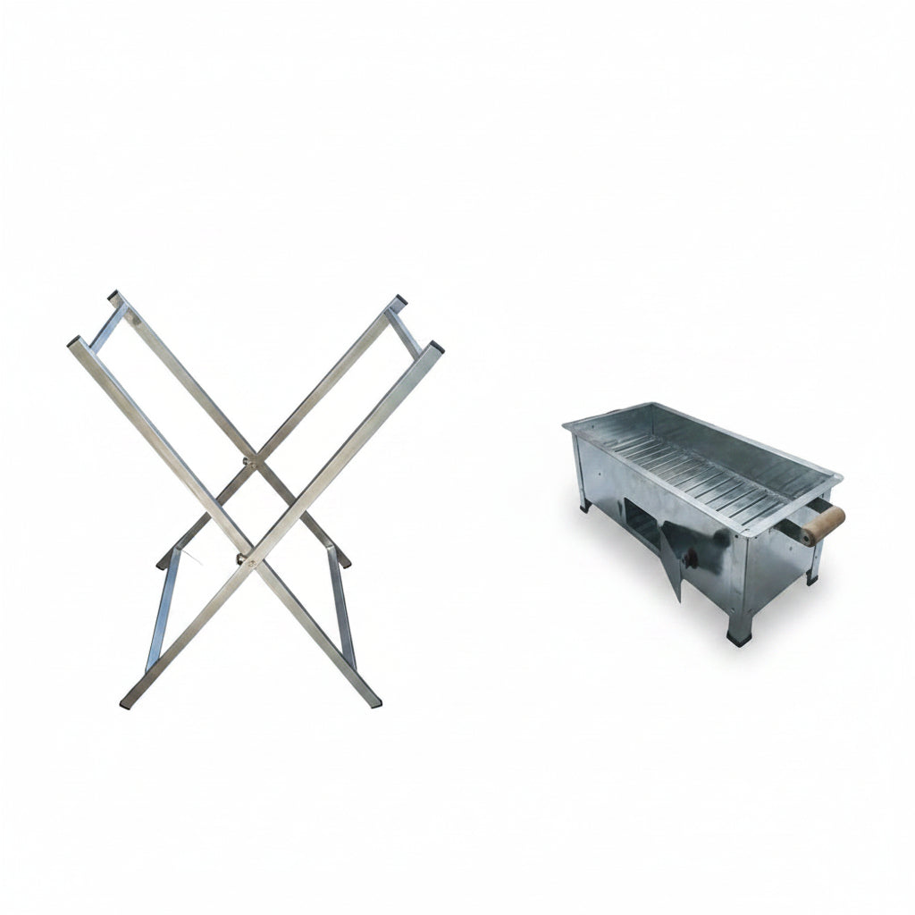 Bbq Large Silver 30X10X10 Inch with Stand
