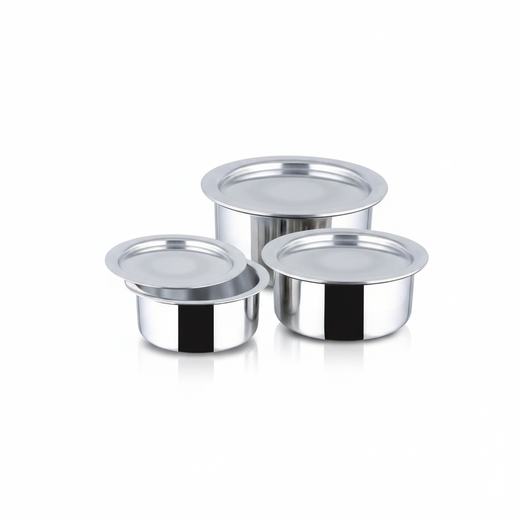 Gujarati Mini Cookware Set 3 Piece, 14cm 16cm and 18cm