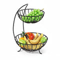 2 Tier Round Fruit Basket Black