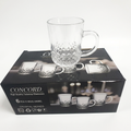 Concord Diamond Pattern Glass Mugs 240ml Set of 6