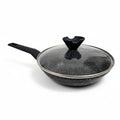 24cm Forged Wok with Glass Lid 