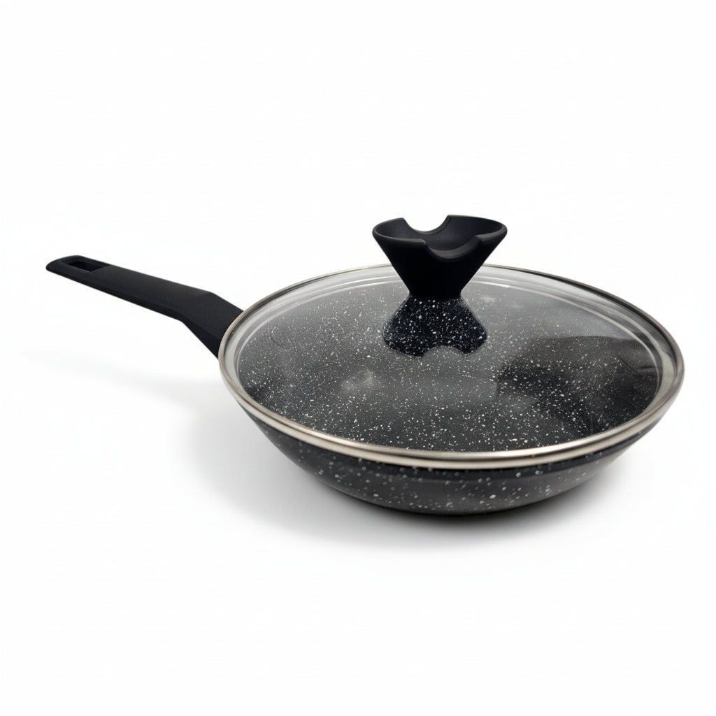 24cm Forged Wok with Glass Lid 