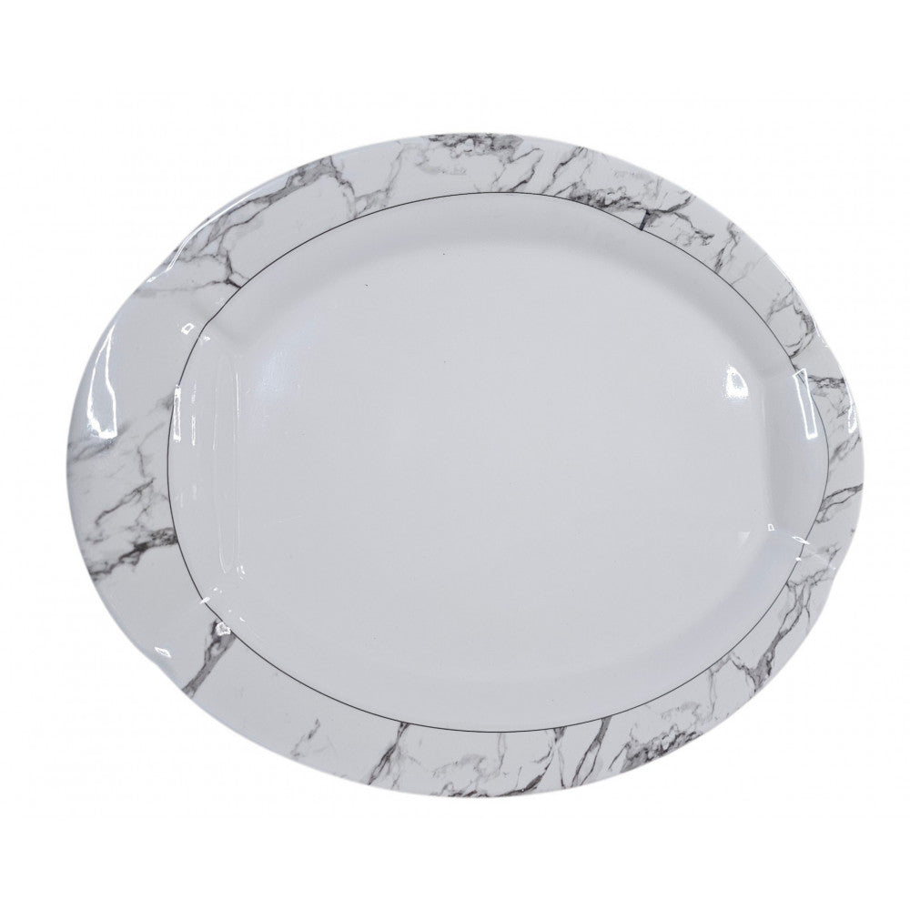 Marble Melamine 15" Oval Plate
