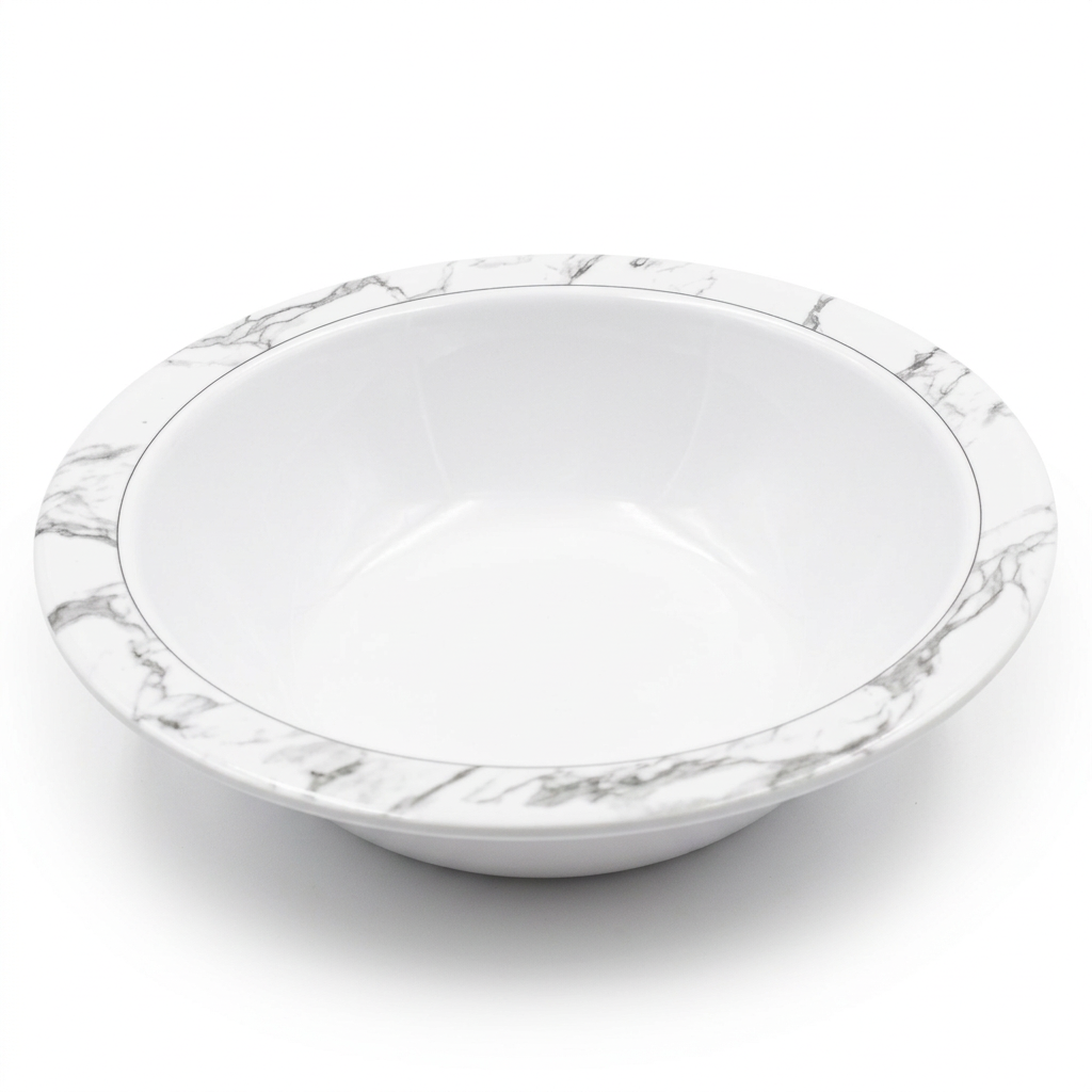 Large Melamine Bowl with Marble Design, 8.75 Inch