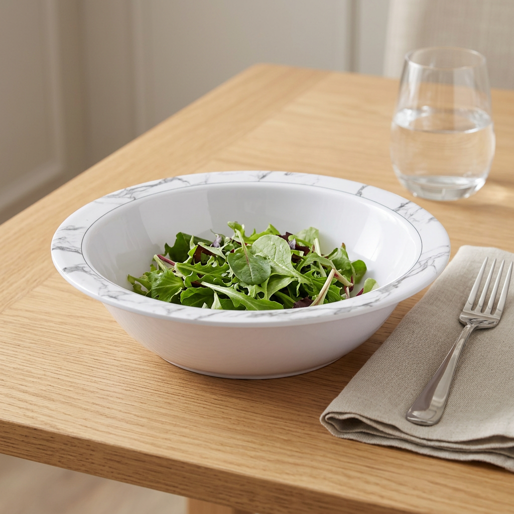 Large Melamine Bowl with Marble Design, 8.75 Inch