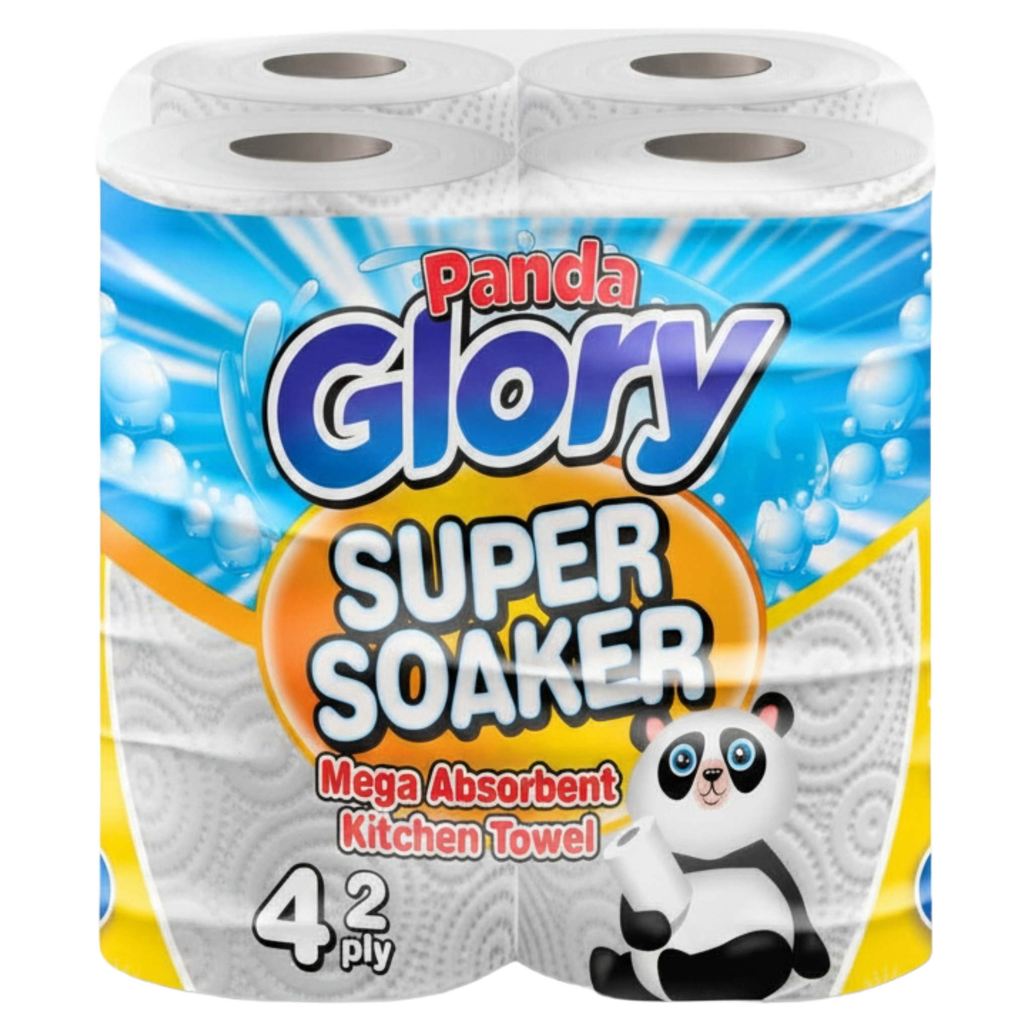 Panda Glory Super Soaker Mega Absorbent Kitchen Towel 2ply (4 Rolls Per Pack)