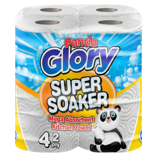 Panda Glory Super Soaker Mega Absorbent Kitchen Towel 2 ply (4 Rolls Per Pack)