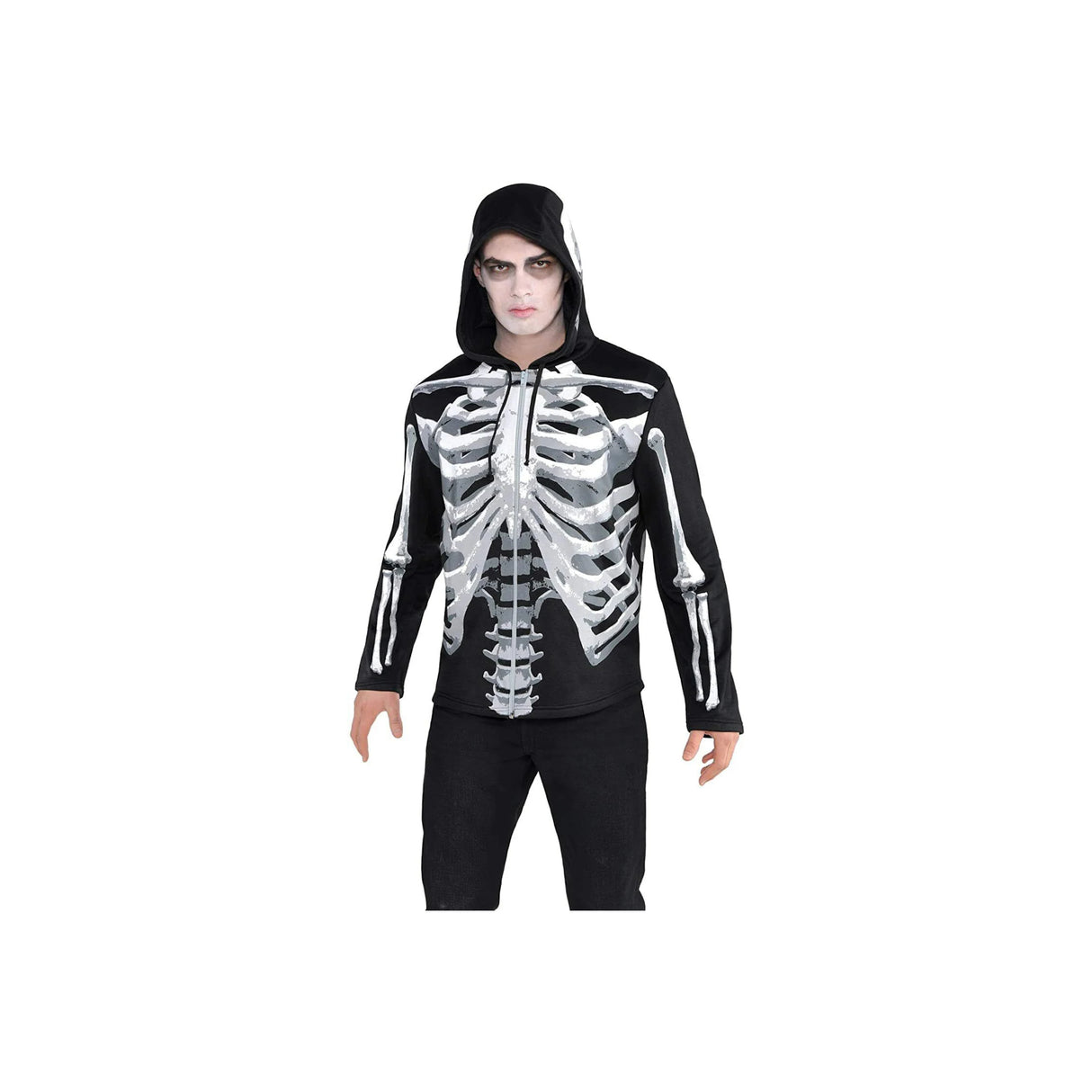 Black & Bone Men's Skeleton Hoodie Sweat Shirt Adult Tu Fancy Costumes
