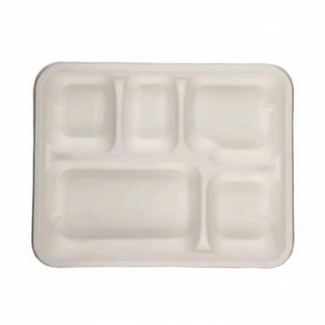 Disposable Oblong Meal Tray 5 Compartment Pack 25