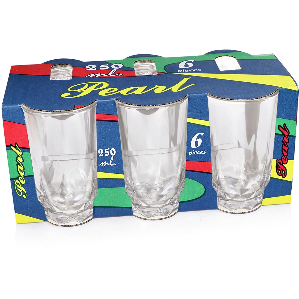 Pearl Clear Drinking Glasses 250ml Set of 6