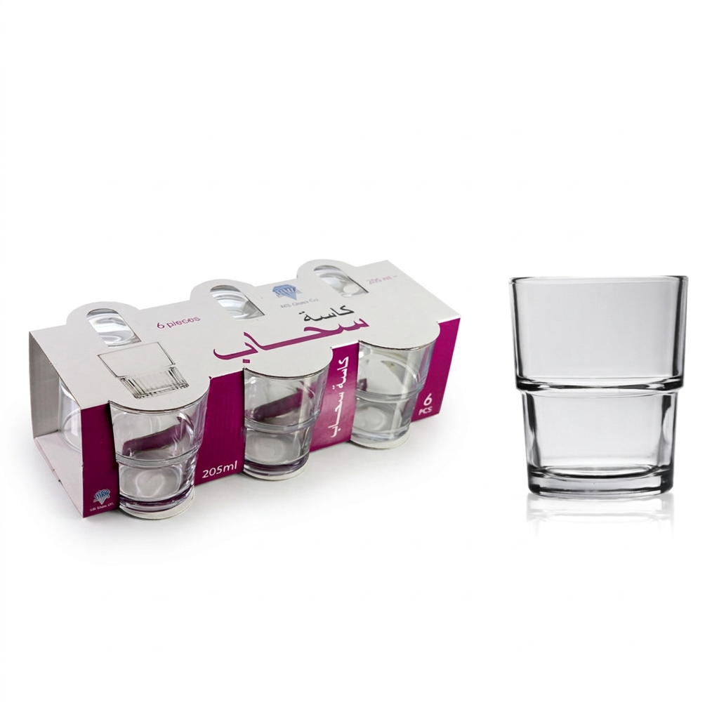 Stackable Clear Glass Tumblers 205ml Set of 6