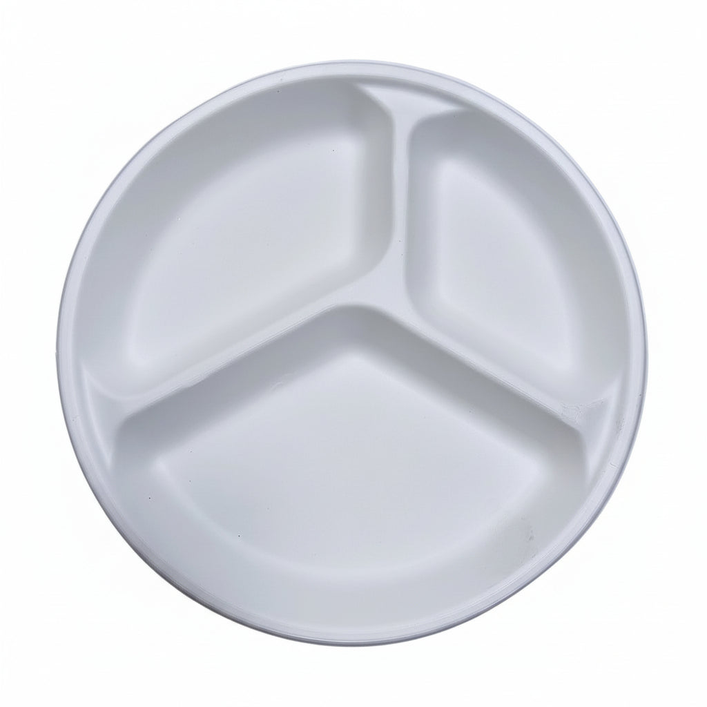 Round Plate With 3 Compartment 10" Pack 8