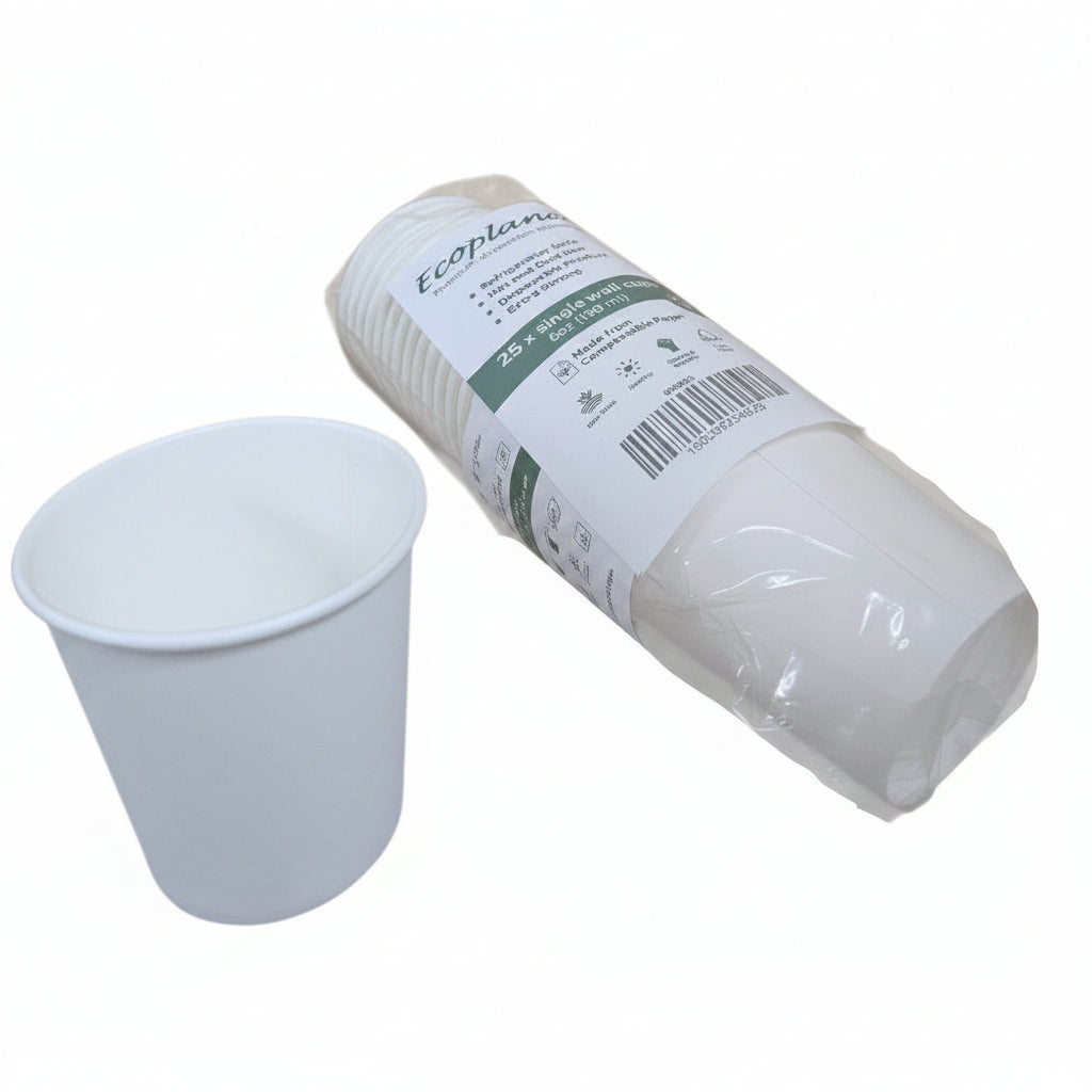 Single Wall Disposable Cups Pak 25 Size 6 Oz