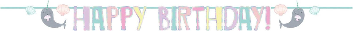Narwal Birthday Party Letter Banner  2.4m