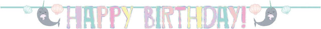 Narwal Birthday Party Letter Banner  2.4m