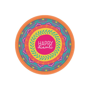 Happy Diwali Round Plate 8 Pack