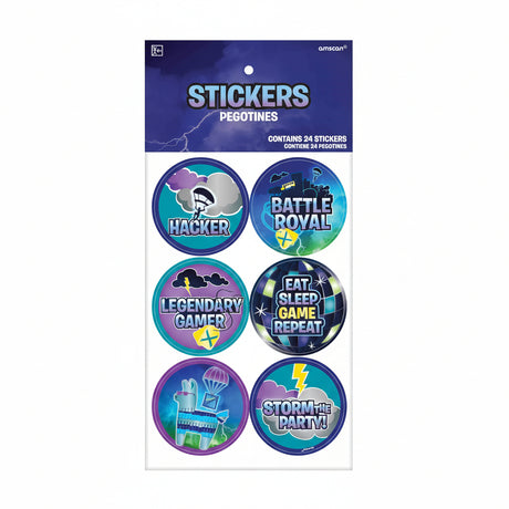 Battle Royal Gamer Party Favour Stickers 24 Pack