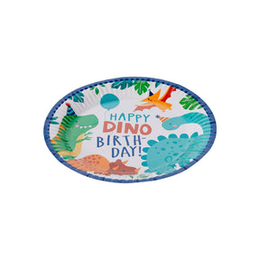 Happy Dino Birth-Day! Round Paper Plates 8 Pack