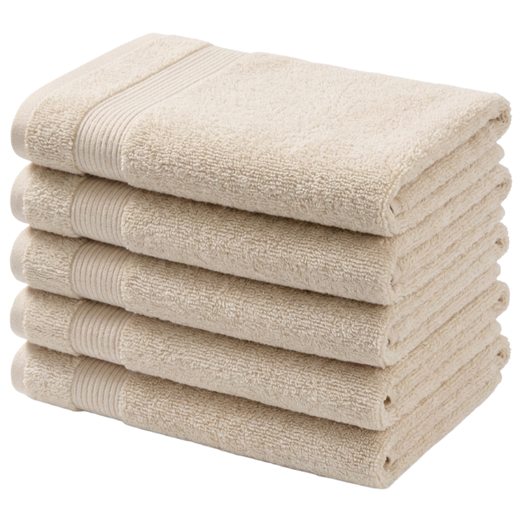 Ex MS (Major Store) Luxury Egyptian Cotton Hand Towels 600gsm Stone 50x90cm 5 Pack