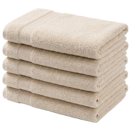Ex MS (Major Store) Luxury Egyptian Cotton Hand Towels 600gsm Stone 50x90cm 5 Pack