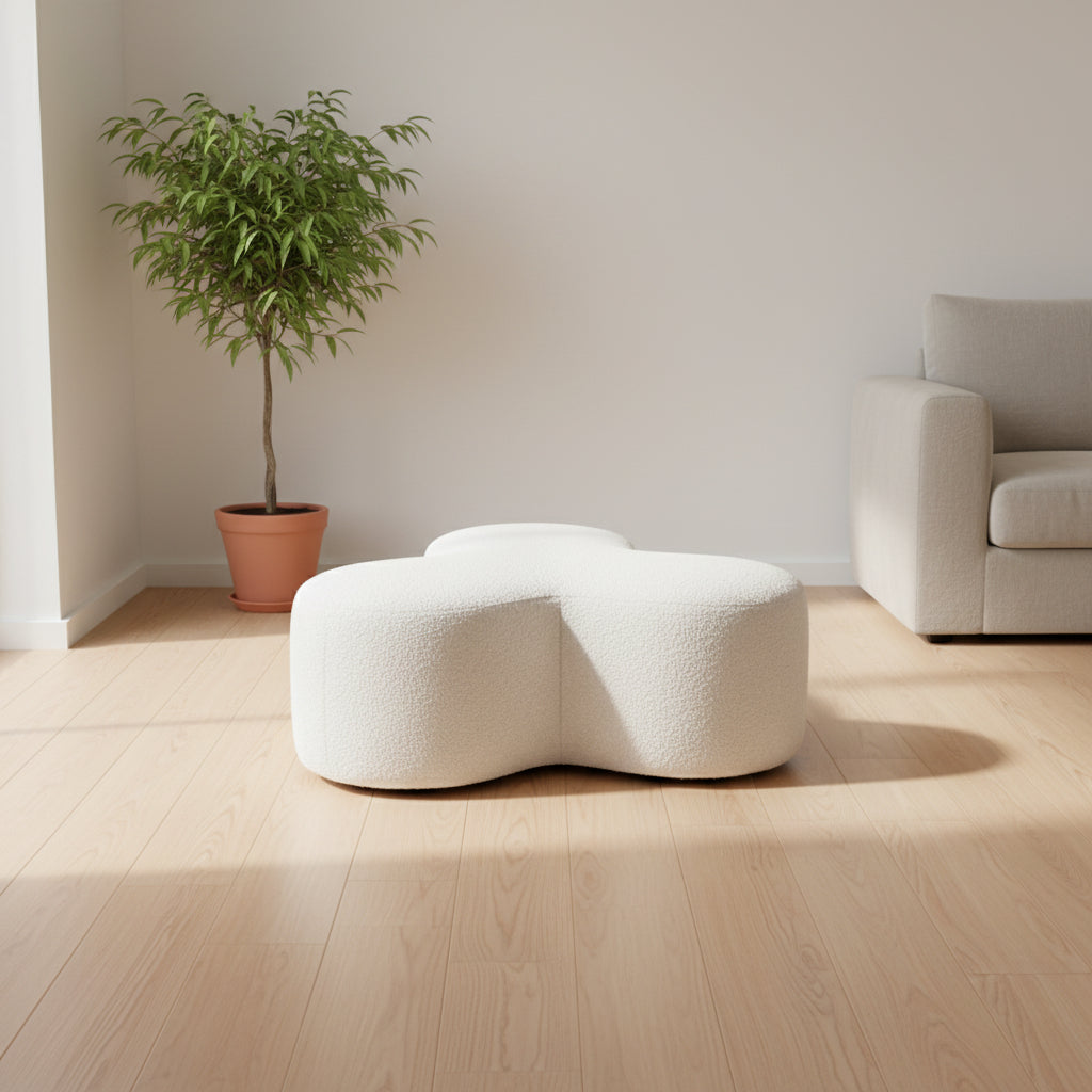 Rounded Footstool Soft White