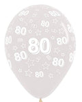 Sempertex 80th Birthday Stars Clear 12" Latex 25pk