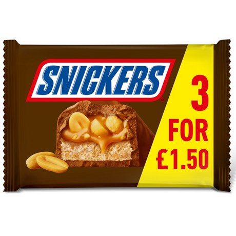 Snickers Caramel, Nougat, Peanuts & Milk Chocolate Bars Multipack 125.1g £1.50 PMP