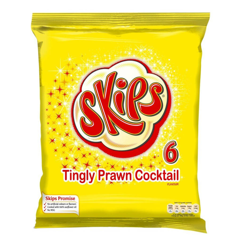 Skips Tingly Prawn Cocktail Flavour 6 Pack
