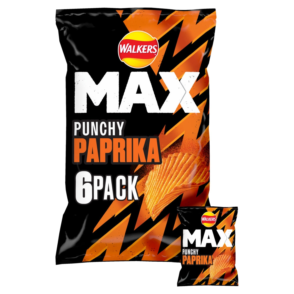 Walkers Max Punchy Paprika Multipack Crisps 6 Pack