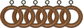 Wooden Curtain Pole Rings Pack of 6 Teak Effect