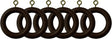 Wooden Curtain Pole Rings Pack of 6 Walnut Effect