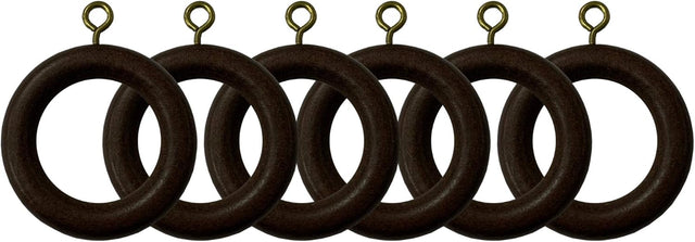 Wooden Curtain Pole Rings Pack of 6 Walnut Effect
