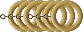 Swish Wooden Curtain Pole Rings Pack of 6 Natural Waxed Pine